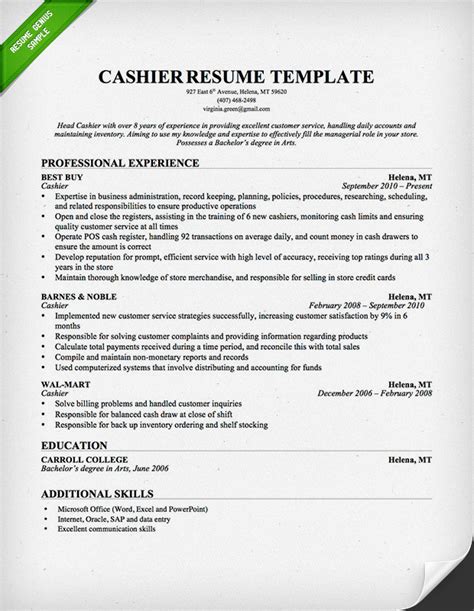 resume headline examples for cashier  Eager to join Aardvark Inc